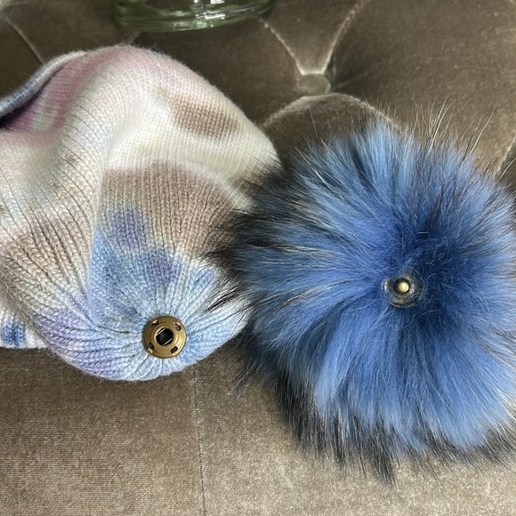 PNYC angora removable Pom Pom tie dye beanie - Picture 6 of 6